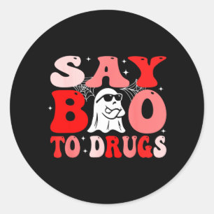 Say Boo to Drugs Funny Halloween Red Ribbon Week Classic Round Sticker