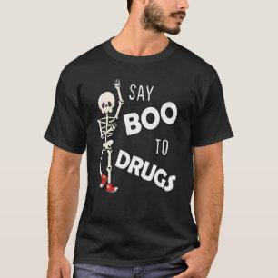 Say Boo To Drugs Red Ribbon Week Skeleton Hallowe T-Shirt
