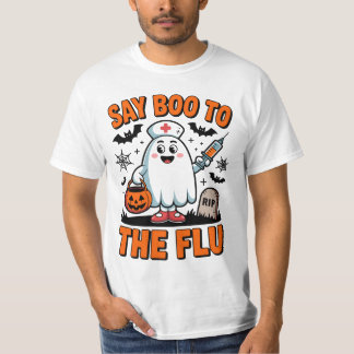 Say Boo to the Flu Funny Halloween Nurse Doctor  T-Shirt