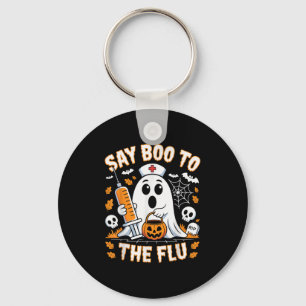 Say Boo To The Flu Ghost Nurse Design Key Ring