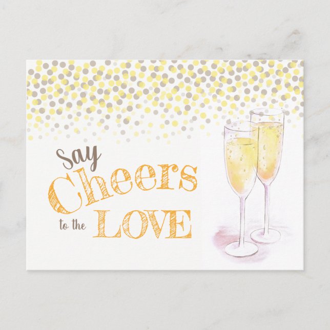 Say cheers bridal shower wine champagne tasting postcard (Front)