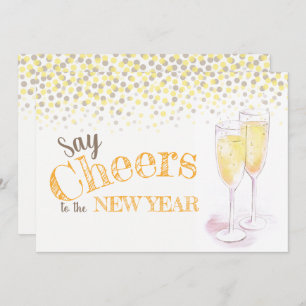 Say cheers to the New Year champagne glasses Invitation