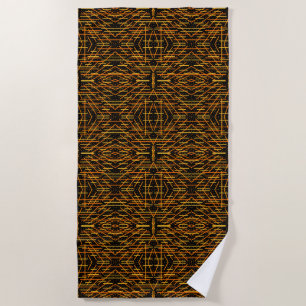 Say Cheese And Macaroni Cheesy Orange On Black Art Beach Towel