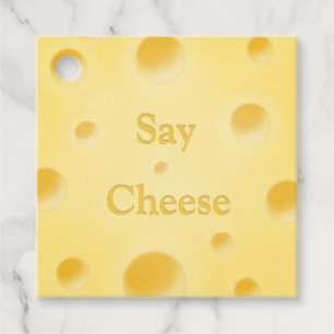 "Say Cheese" Cute Cutomizable Yellow Cheese Slice Favour Tags