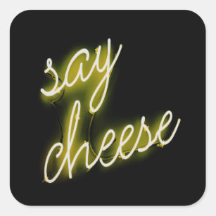 Say Cheese Neon Lights Square Sticker