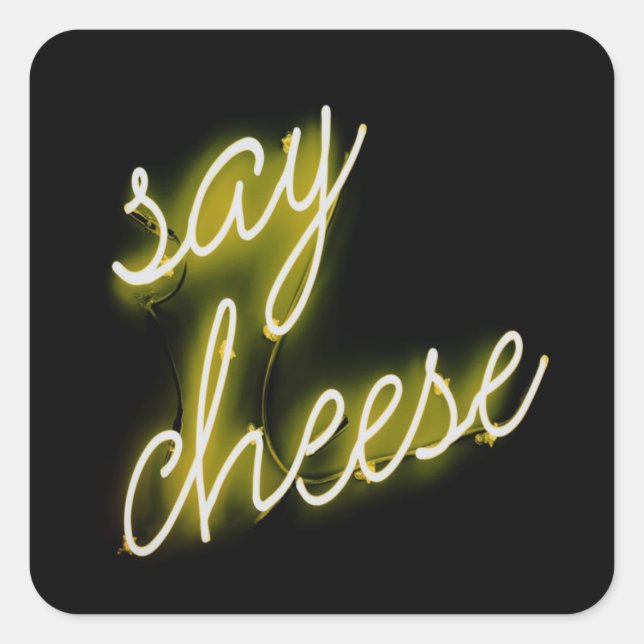 Say Cheese Neon Lights Square Sticker (Front)