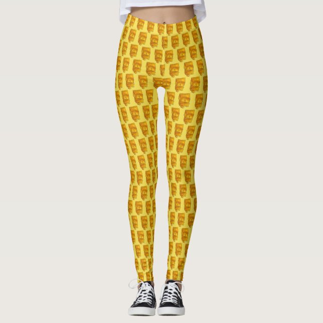 Say Cheese Yellow Cheddar Wedge Foodie Food Leggings (Front)