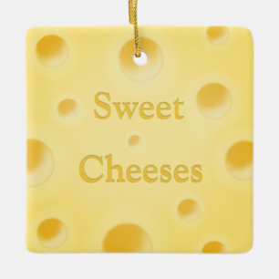"Say Cheeses" Swiss Cheese Slice Personalized Ceramic Ornament