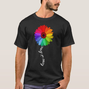 Say Gay All Day Pride Transgender Rainbow Flower L T-Shirt
