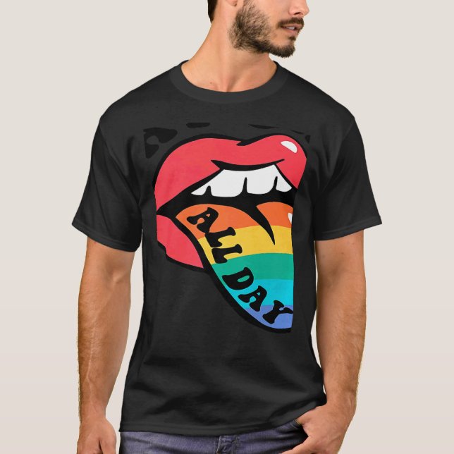 Say Gay All Day Rainbow LGBT Pride Month Lesbian P T-Shirt (Front)