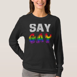 Say Gay Distress Rainbow Retro Stay Proud Lgbtq Sa T-Shirt