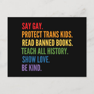 Say Gay Protect Trans Kids Read Banned Books Be Ki Postcard