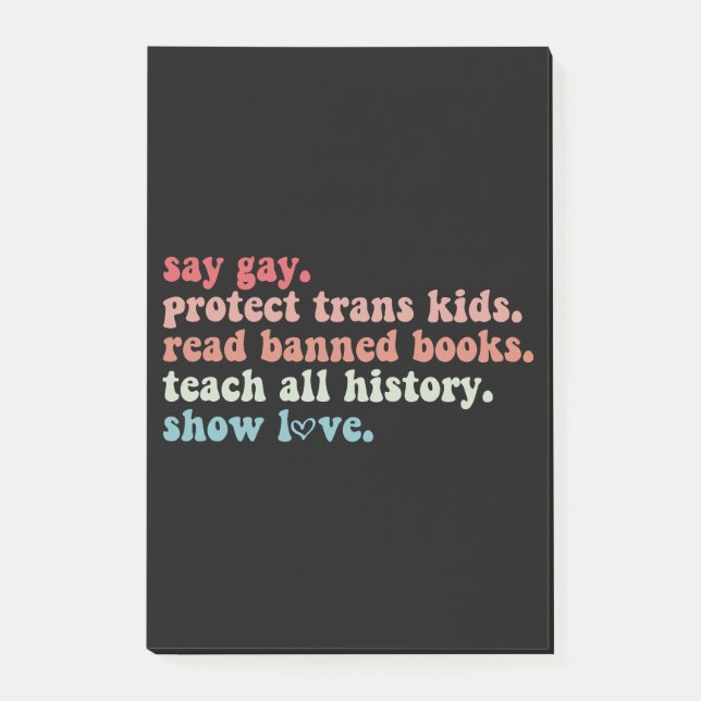 Say Gay Protect Trans Kids Read Banned Books LGBTQ Post-it Notes (Front)