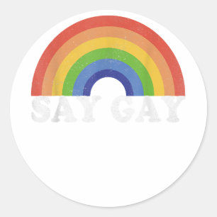 Say Gay Vintage Rainbow Gay Pride Lgbt Month Classic Round Sticker