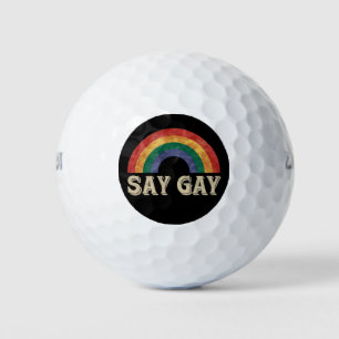 Say Gay Vintage Rainbow Gay Pride Lgbt Month  Golf Balls
