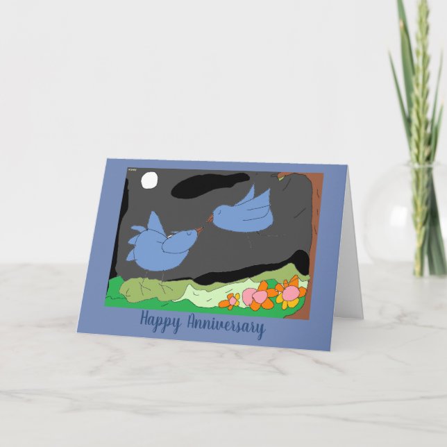 Say Happy Anniversary with Drawlings' love birds! Card (Front)
