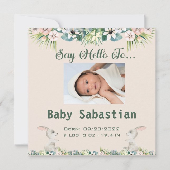 Say Hello To The New Baby Invitation (Front)