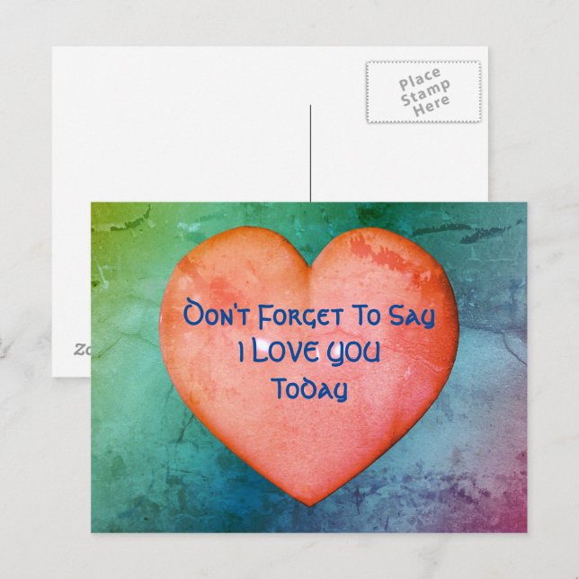 Say I Love You Pink Heart Postcard (Front/Back)