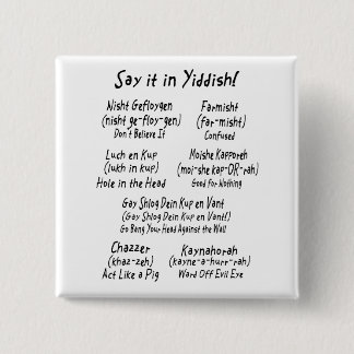 Say it in Yiddish 15 Cm Square Badge