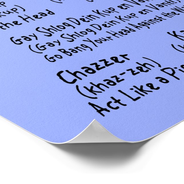 Say It In Yiddish Poster (Corner)