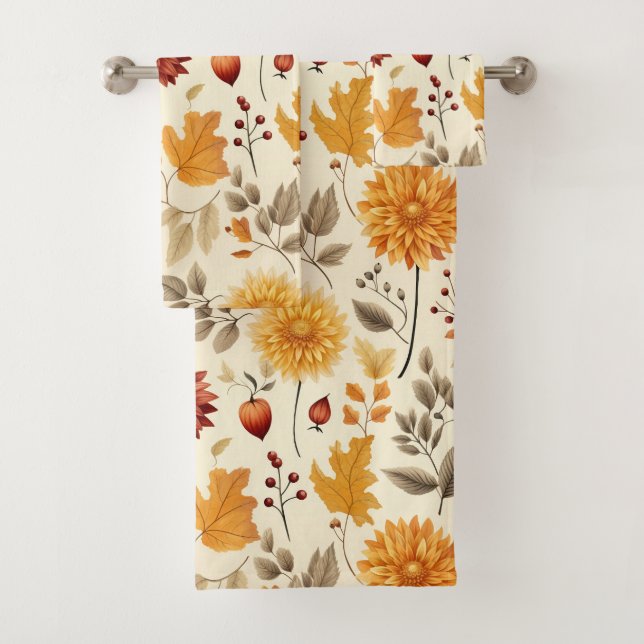 Say it with fall leaves - bath towel set (Insitu)