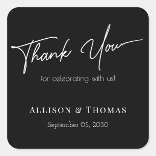 Say it with style: Sophisticated Wedding Thank You Square Sticker