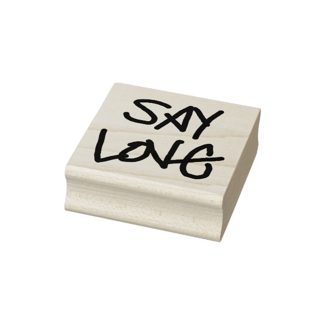 "Say Love" wood stamp, Scott-inspired text Rubber Stamp (Stamp)
