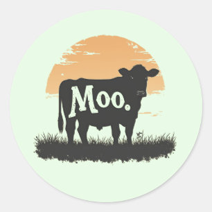 Say Moo — Cute Cow Silhouette Classic Round Sticker