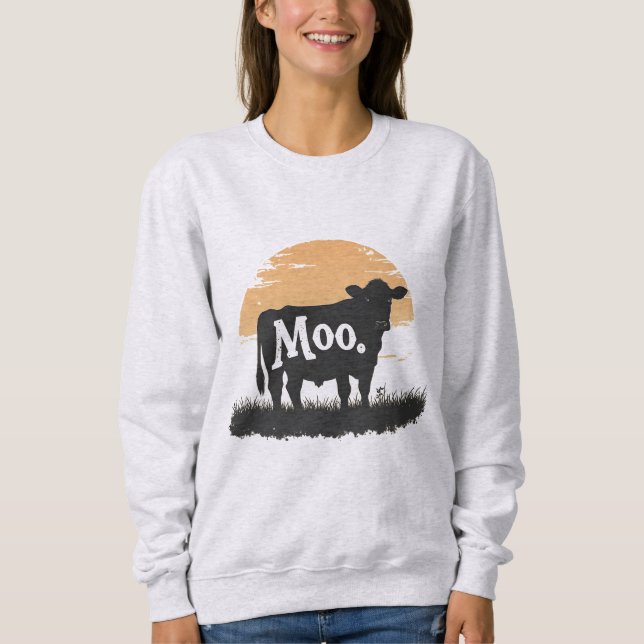 Say Moo — Cute Cow Silhouette Sweatshirt (Front)