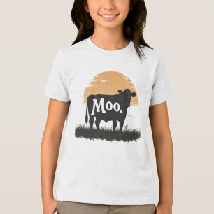 Say Moo — Cute Cow Silhouette Tri-Blend Shirt