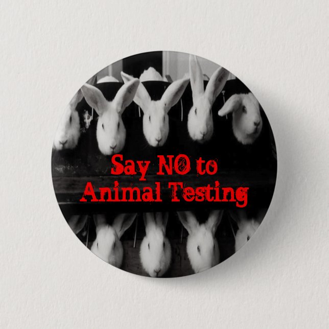 Say No to Animal Testing 2 1/4" button pin (Front)