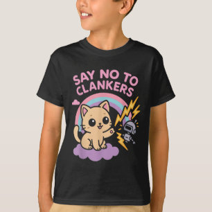 Say No To Clankers Anti Ai Robots Cute Kitten Rain T-Shirt