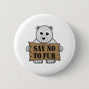 Say no to Fur 6 Cm Round Badge