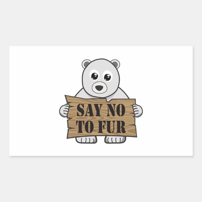 Say no to Fur Rectangular Sticker (Front)
