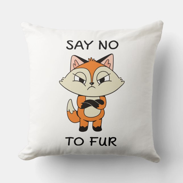 Say no to Fur - Sad Fox Cushion (Front)