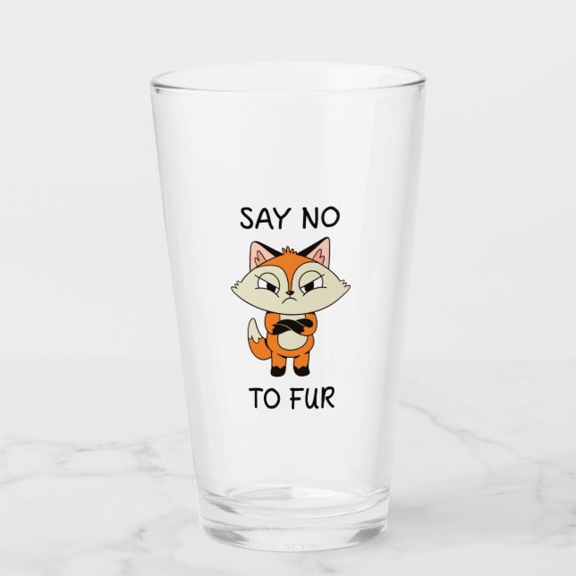 Say no to Fur - Sad Fox Glass (Front)