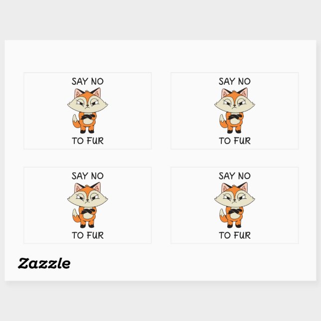 Say no to Fur - Sad Fox Rectangular Sticker (Sheet)