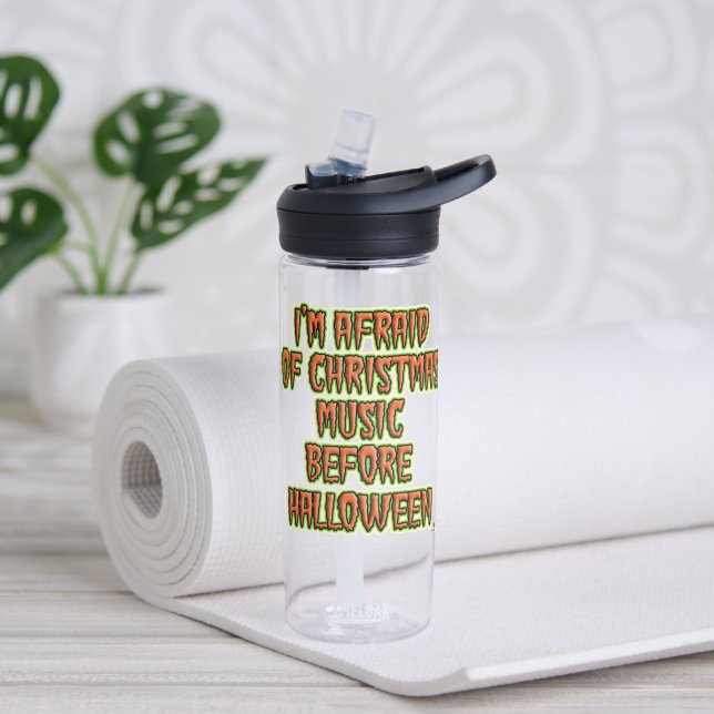Say No To Holiday Music Before Halloween Funny Water Bottle (Yoga)