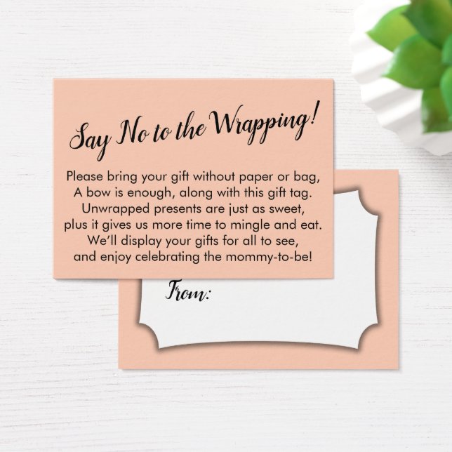 Say No to Wrapping Baby Shower Salmon Gift Card (Desk)