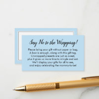 Say No to Wrapping Baby Shower Soft Blue Gift Card