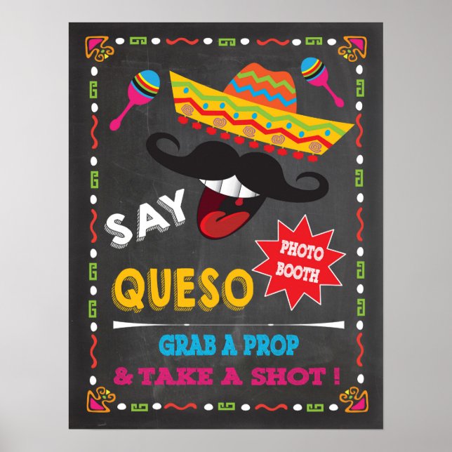 Say Queso Mexican Fiesta Photo Booth Poster (Front)