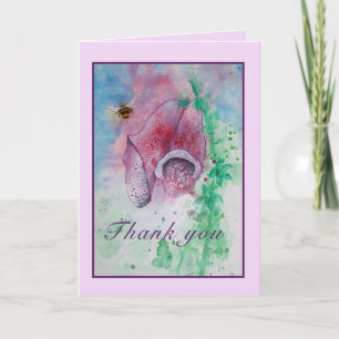 Say Thank you with a Foxglove and Bee watercolour Card