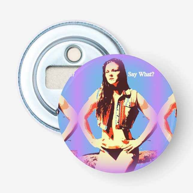 say what bikini girl bottle opener (Front)