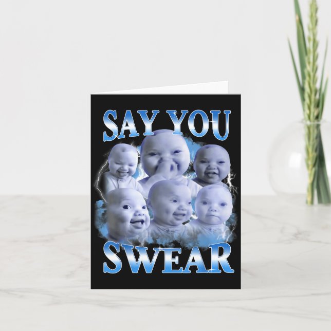 Say You Swear Ai Niche Baby Holding Back Laugh Gen Card (Front)