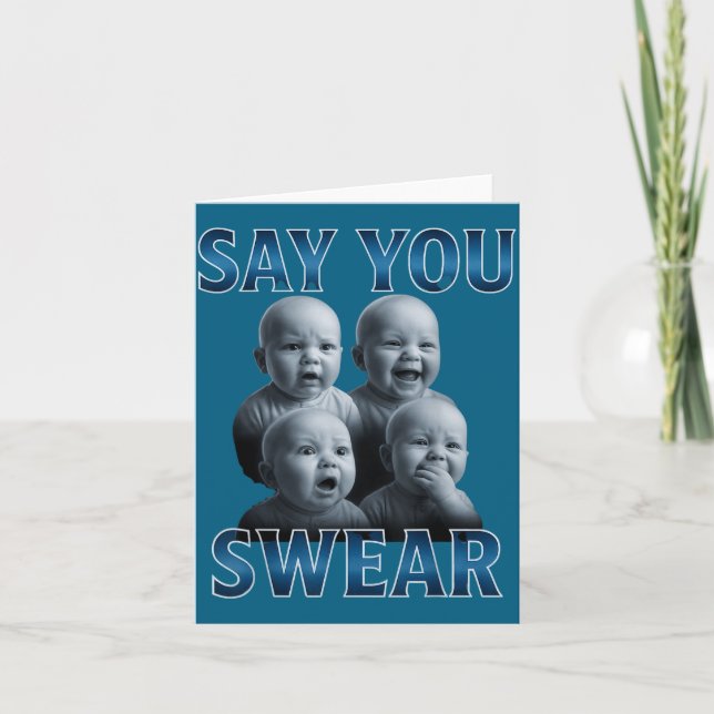 Say You Swear Ai Niche Baby Holding Back Laugh Gen Card (Front)