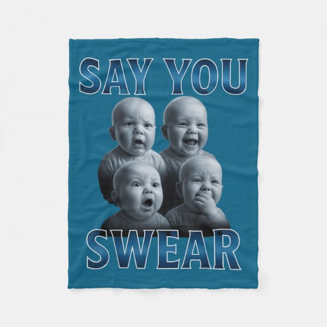 Say You Swear Ai Niche Baby Holding Back Laugh Gen Fleece Blanket (Front)