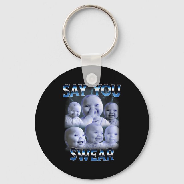 Say You Swear Ai Niche Baby Holding Back Laugh Gen Key Ring (Front)