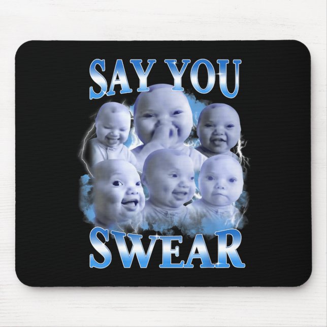 Say You Swear Ai Niche Baby Holding Back Laugh Gen Mouse Mat (Front)