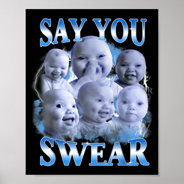 Say You Swear Ai Niche Baby Holding Back Laugh Gen Poster (Front)