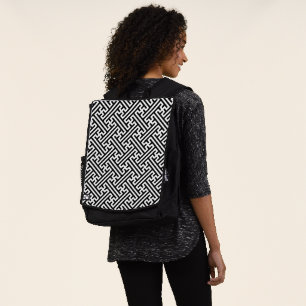 Sayagata pattern, Japanese, Black and White Backpack